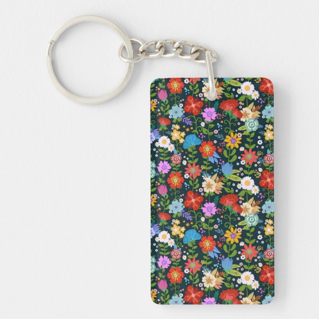 Ditsy seamless Flowers Pattern-13554 Key Ring (Front)