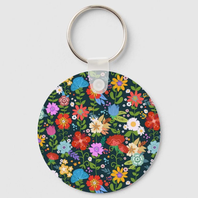 Ditsy seamless Flowers Pattern-13554 Key Ring (Front)