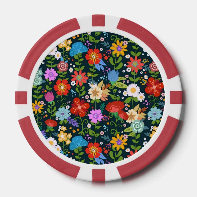 Ditsy seamless Flowers Pattern-13554 Poker Chips (Front)