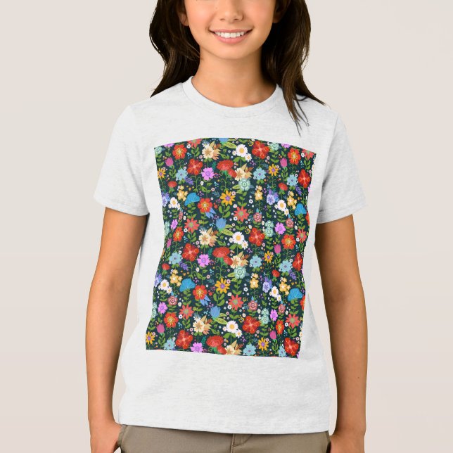 Ditsy seamless Flowers Pattern-13554 Tri-Blend Shirt (Front)