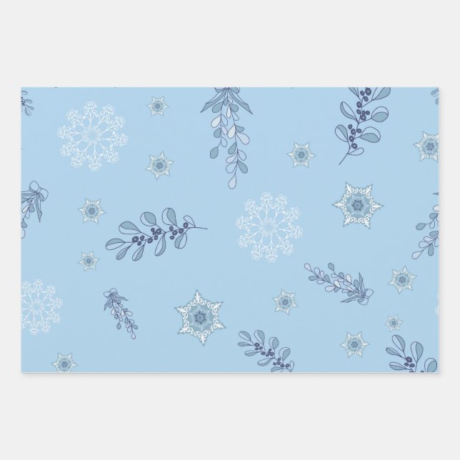 Ditsy Snowflake pattern backgrounds textures Wrapping Paper Sheet (Front 2)