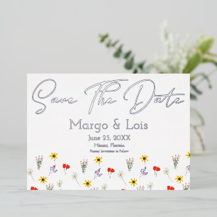 Ditsy Wild Flower Save the Date Pressed