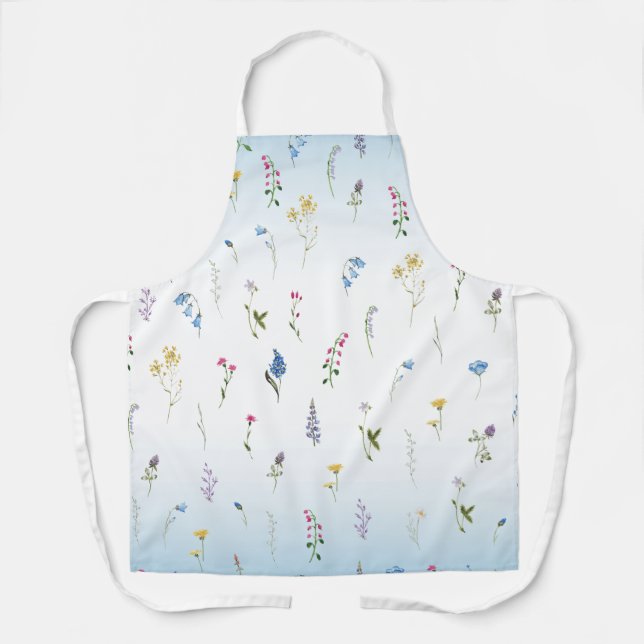 Ditsy Wildflower Country French Floral Kitchen Apron (Front)
