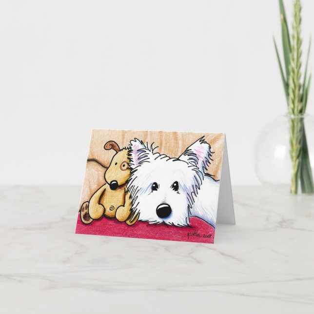 Ditto & Pudge Westie Dog Note Card (Front)
