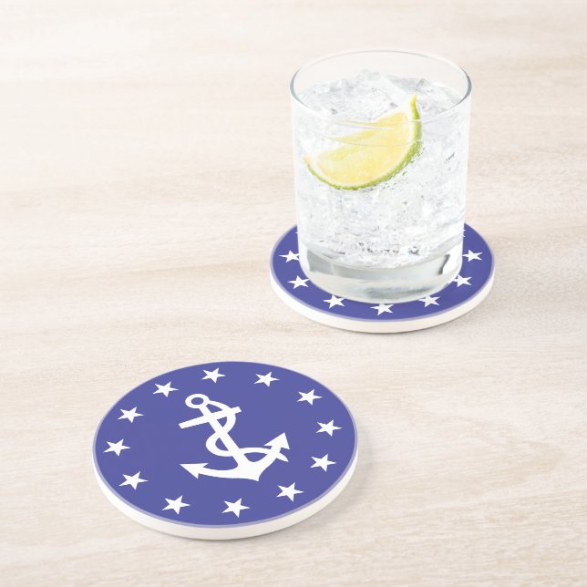 Ditty Bag_White Anchor_Circle of Stars_insignia Coaster (Side)