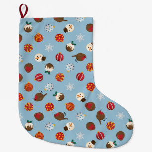 Ditzy Christmas Polkadots Large Christmas Stocking