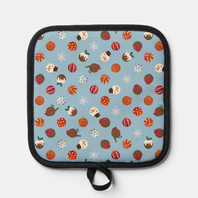 Ditzy Christmas Polkadots Pot Holder (Front)