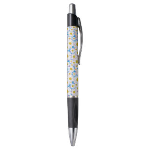 Ditzy Daisies on Blue Custom Grip Pen