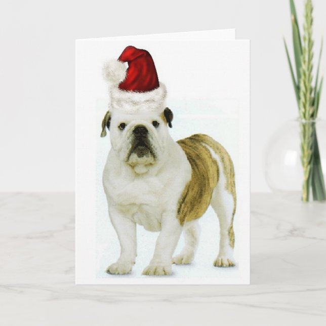Ditzy Dogs~Original Notecard~Bulldog~Christmas Holiday Card (Front)
