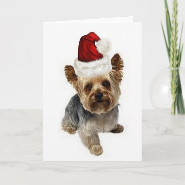 Ditzy Dogs~Original Notecard~Yorkie~Christmas Holiday Card (Front)
