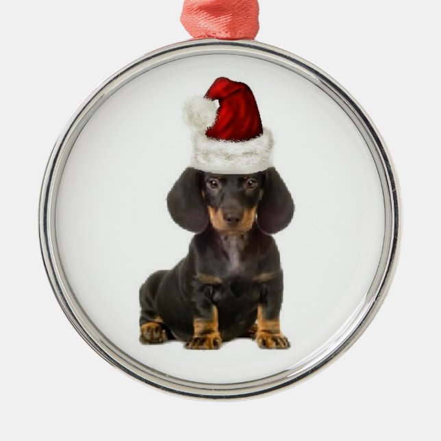 Ditzy Dogs~Original Ornament~Dachshund Metal Tree Decoration (Front)