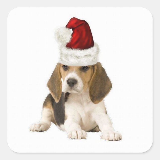 Ditzy Dogs~Original Sticker~Beagle~Christmas Square Sticker (Front)