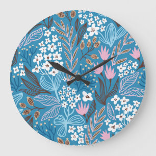 Ditzy Floral: Vintage Spring Design. Large Clock