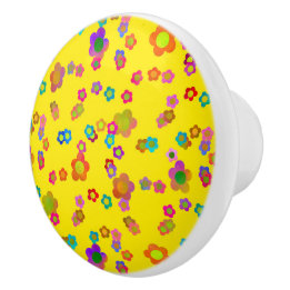 Ditzy Flowers in Summer Ceramic Knob
