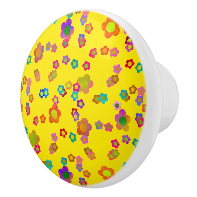 Ditzy Flowers in Summer Ceramic Knob (Right)