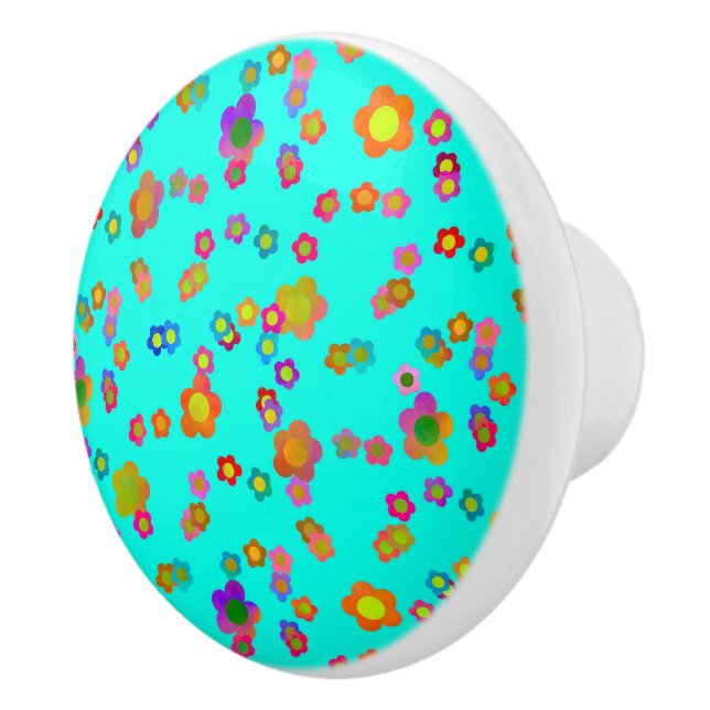 Ditzy Flowers in Winter Ceramic Knob (Right)