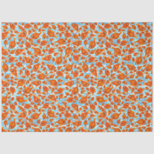 Ditzy Orange Fishes on Watery Blue Tissue Paper