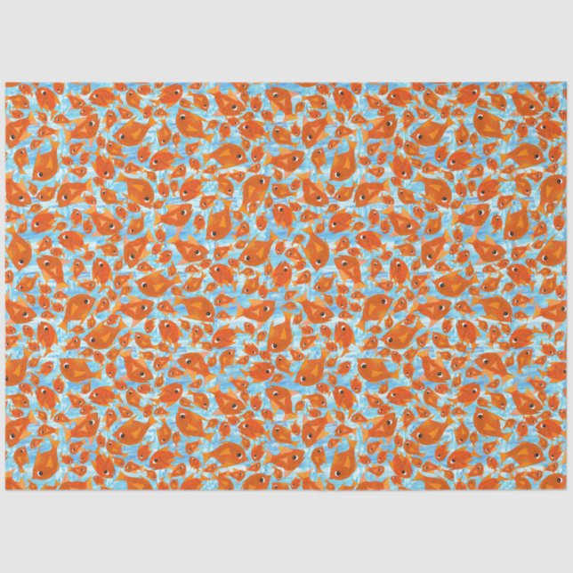 Ditzy Orange Fishes on Watery Blue Tissue Paper (Front)