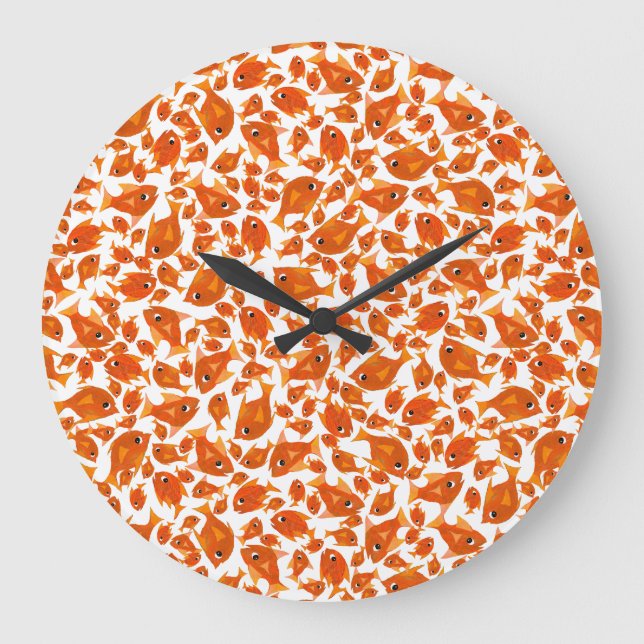 Ditzy Orange Fishes Pattern to Customise Clock (Front)