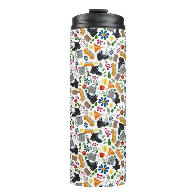 Ditzy Whimsical Hiking Pattern | Folk Art Outdoor Thermal Tumbler (Front)