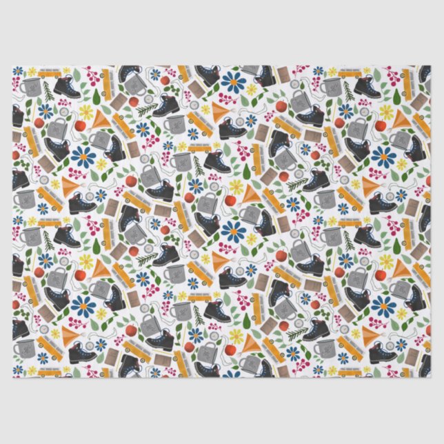 Ditzy Whimsical Hiking Pattern | Folk Art Outdoor Tissue Paper (Front)