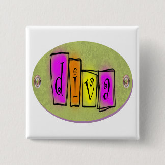 Diva 15 Cm Square Badge