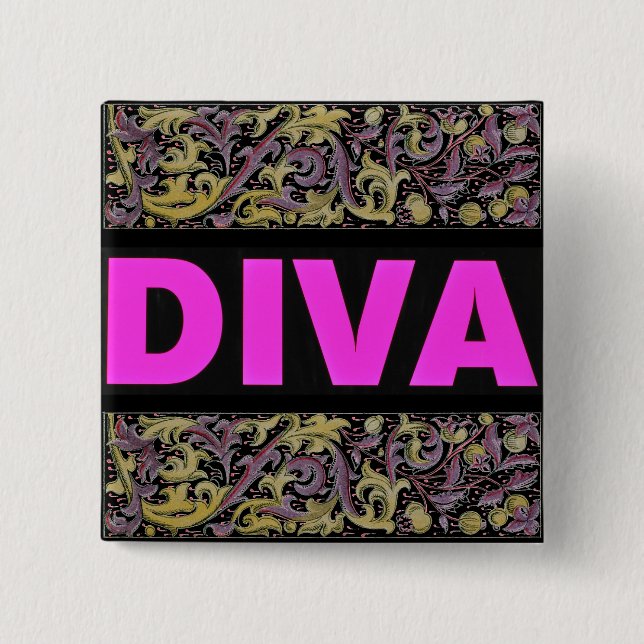 Diva 15 Cm Square Badge (Front)