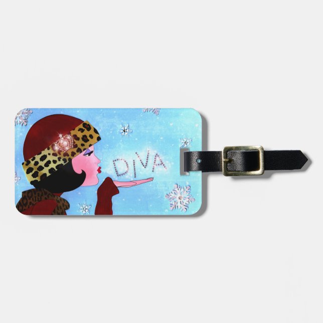 Diva and Snow Sparkles  Luggage Tag (Front Horizontal)