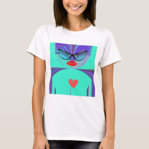 Diva Aura Vibrant Sunglasses Red Heart High-Fashio T-Shirt