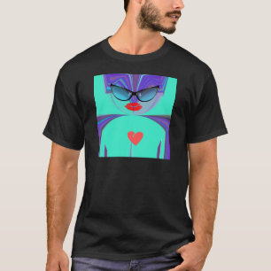 Diva Aura Vibrant Sunglasses Red Heart High-Fashio T-Shirt