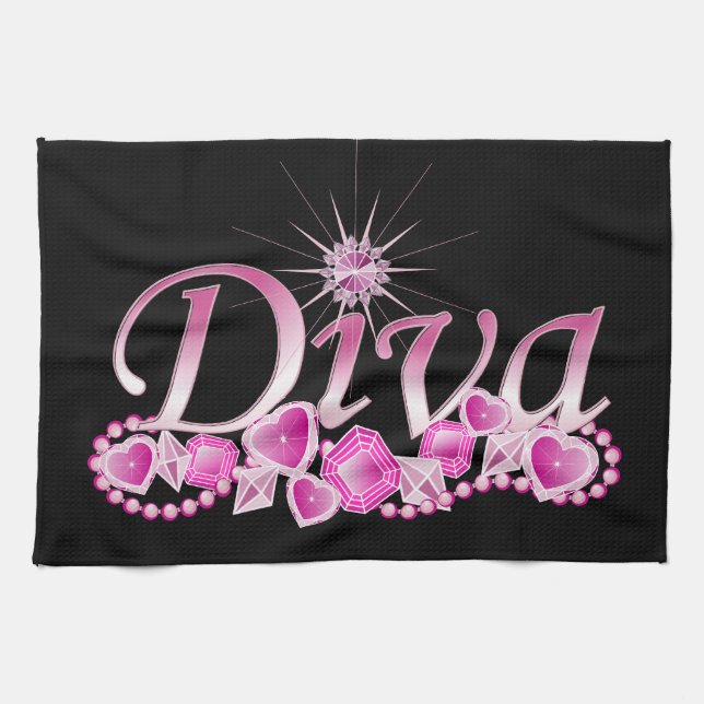 Diva Bling Tea Towel (Horizontal)