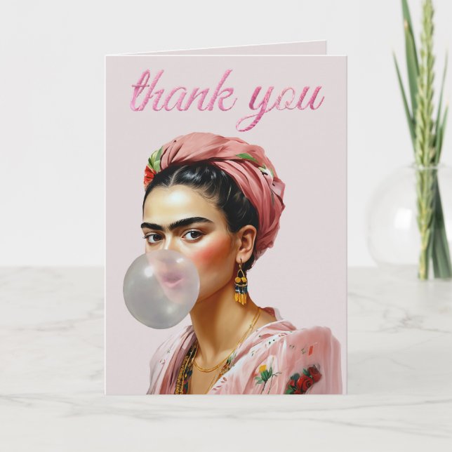 Diva blowing bubble gum  thank you card (Front)