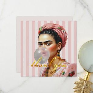 Diva blowing bubble gum thank you card