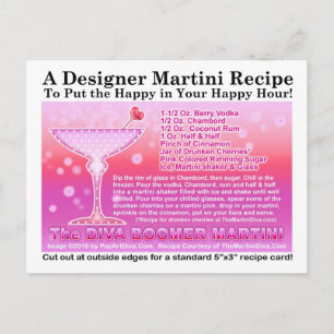 Diva Boomer Pink Martini Recipe Postcard