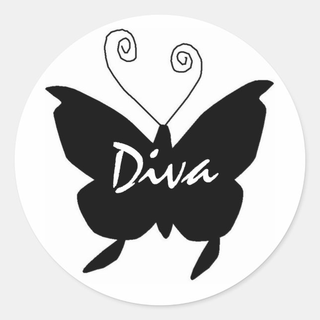 Diva Butterfly Classic Round Sticker (Front)
