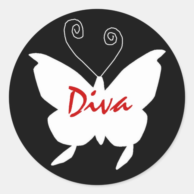 Diva Butterfly I Classic Round Sticker (Front)