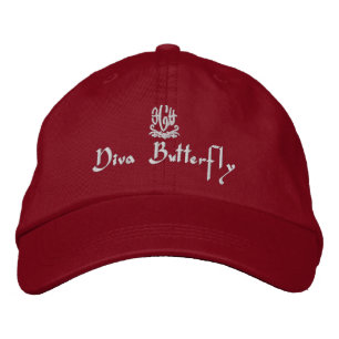 Diva Butterfly Red Embroidered Hat