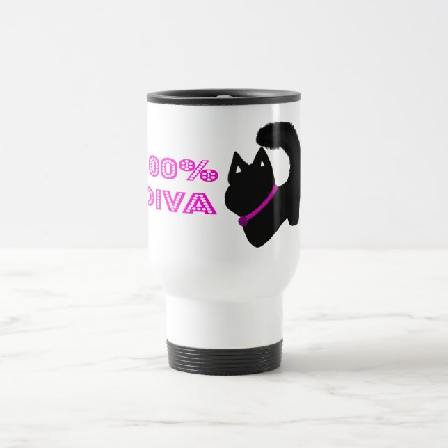 Diva cat with sparkle travel mug (Center)