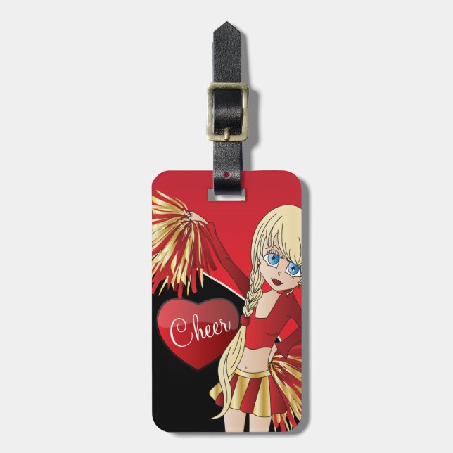 Diva Cheerleader | DIY Text | Red Luggage Tag (Front Vertical)