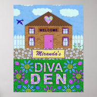 Diva Den Woman Cave Garden Hut Personalised Name