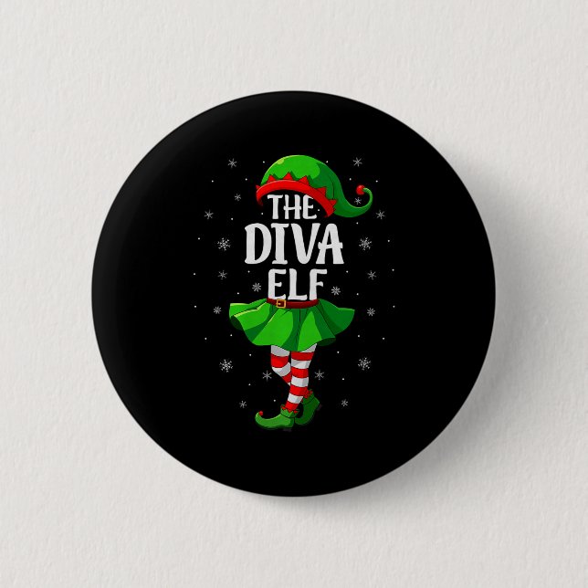 Diva Elf Christmas Girls Women Elf Squad Xmas Fami 6 Cm Round Badge (Front)