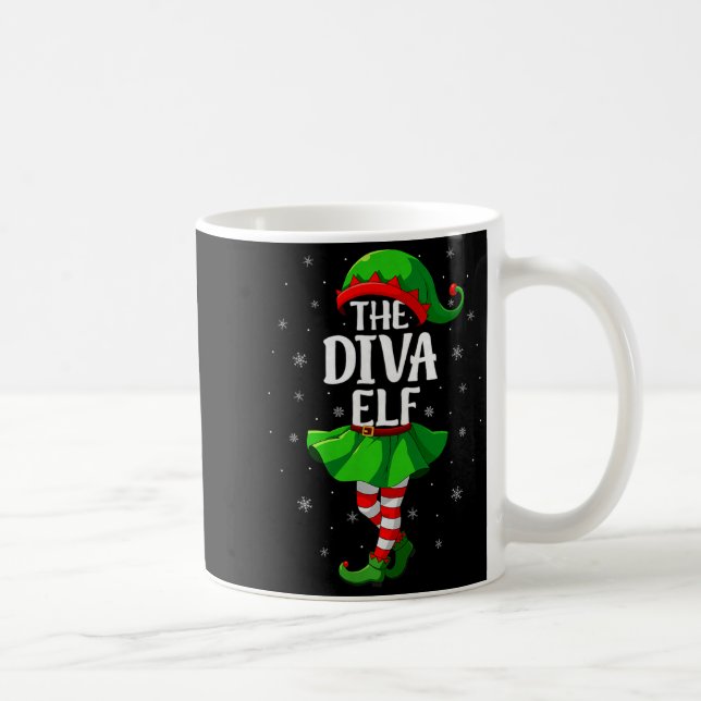 Diva Elf Christmas Girls Women Elf Squad Xmas Fami Coffee Mug (Right)