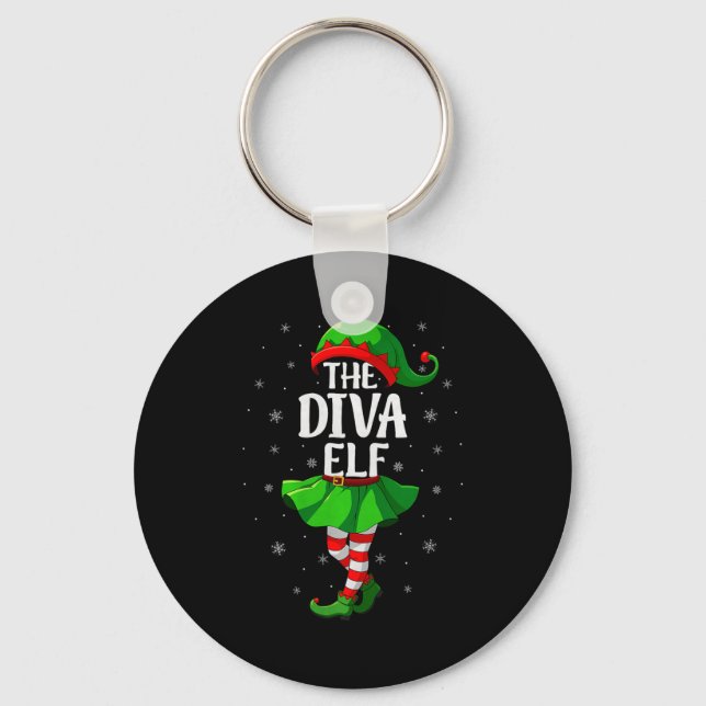 Diva Elf Christmas Girls Women Elf Squad Xmas Fami Key Ring (Front)