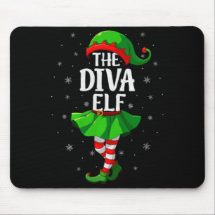Diva Elf Christmas Girls Women Elf Squad Xmas Fami Mouse Mat