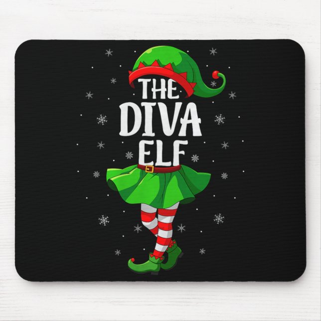 Diva Elf Christmas Girls Women Elf Squad Xmas Fami Mouse Mat (Front)