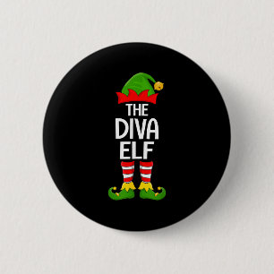 Diva Elf Matching Family Elf Squad Christmas Girls 6 Cm Round Badge