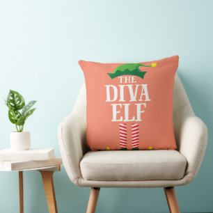 Diva Elf Matching Family Group Christmas Party Cushion