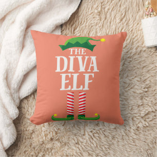 Diva Elf Matching Family Group Christmas Party Cushion