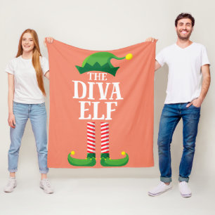 Diva Elf Matching Family Group Christmas Party Fleece Blanket