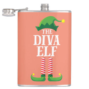 Diva Elf Matching Family Group Christmas Party Hip Flask